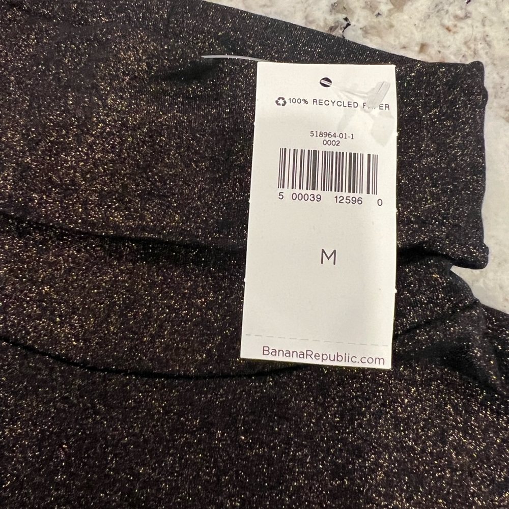 NWT Womans Holiday Brown w gold sparkle fitted turtleneck from Banana Republic